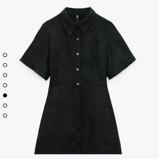 ザラ(ZARA)のZARA フルイドミニ丈ワンピース　シャツワンピース　黒(ミニワンピース)