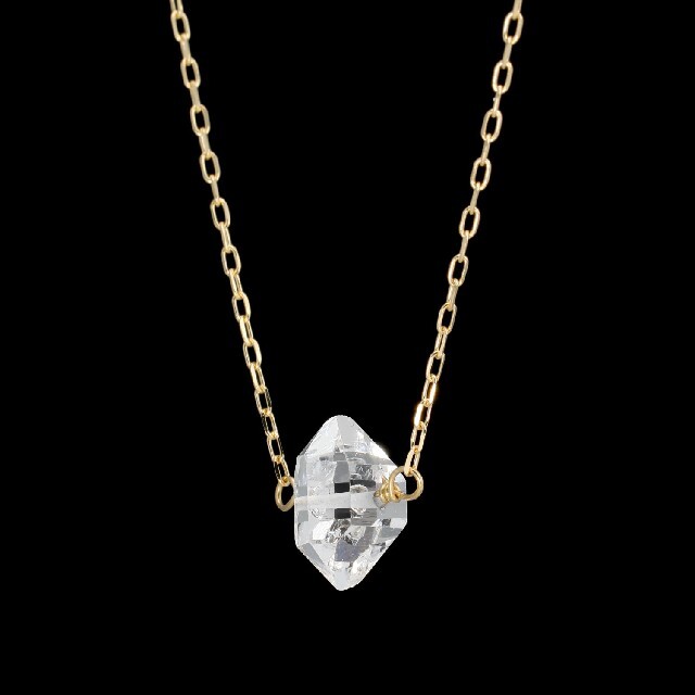 Ｋ１８長さダイヤモンド １８Ｋ ロッククリスタルクォーツ シャンク巻き ネックレス