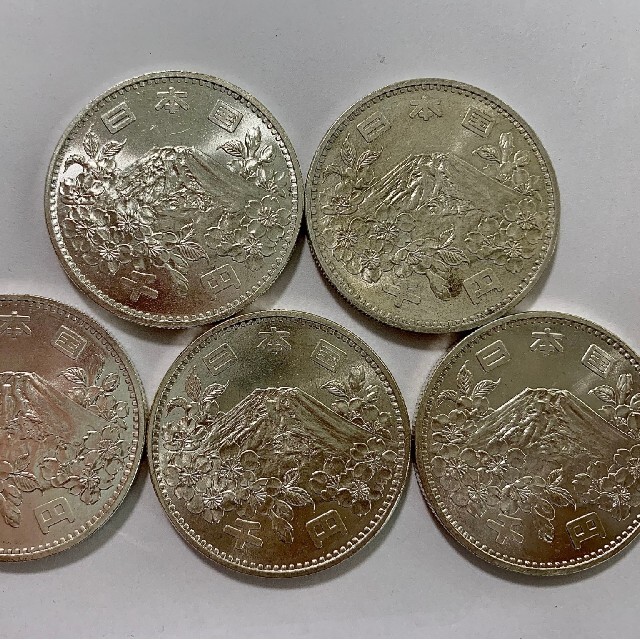 1964)東京オリンピック記念銀貨 1000円硬貨5枚セット 綺麗 本物 1964)東京オリンピック記念銀貨 1000円硬貨5枚セット 綺麗 本物