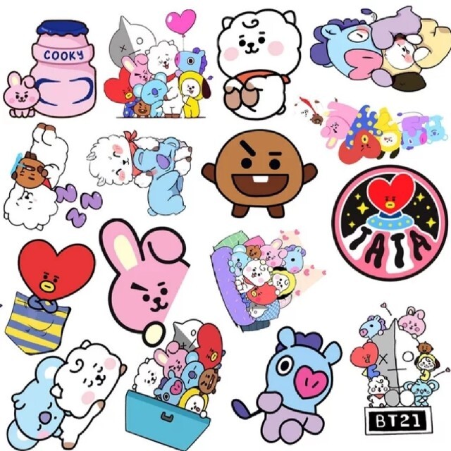 防弾少年団(BTS)(ボウダンショウネンダン)のBTS BT21 ステッカー101枚セット ハンドメイドの文具/ステーショナリー(しおり/ステッカー)の商品写真