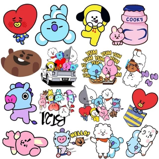 防弾少年団(BTS)(ボウダンショウネンダン)のBTS BT21 ステッカー101枚セット ハンドメイドの文具/ステーショナリー(しおり/ステッカー)の商品写真