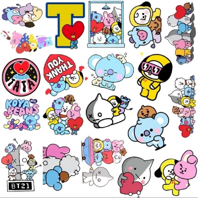 防弾少年団(BTS)(ボウダンショウネンダン)のBTS BT21 ステッカー101枚セット ハンドメイドの文具/ステーショナリー(しおり/ステッカー)の商品写真