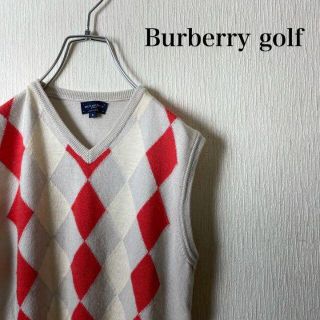 バーバリー(BURBERRY)の美品　バーバリー ゴルフ アーガイル　ニットベスト　クリーム色　イタリア製(ベスト)