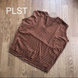 プラステ(PLST)のPLST Vネックボーダーカットソー(カットソー(半袖/袖なし))