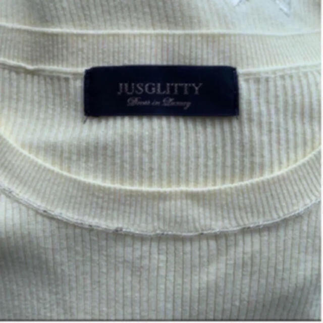 JUSGLITTY(ジャスグリッティー)のジャスグリッティー♡半袖裾レースAラインニット レディースのトップス(カットソー(半袖/袖なし))の商品写真