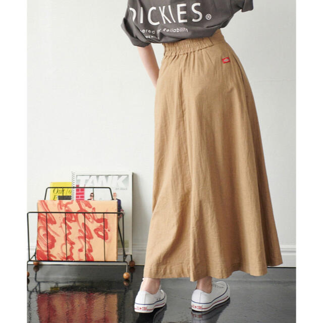 Dickies(ディッキーズ)の【Dickies】麻混フレアロングスカート　ベージュ レディースのスカート(ロングスカート)の商品写真