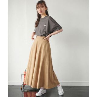 ディッキーズ(Dickies)の【Dickies】麻混フレアロングスカート　ベージュ(ロングスカート)