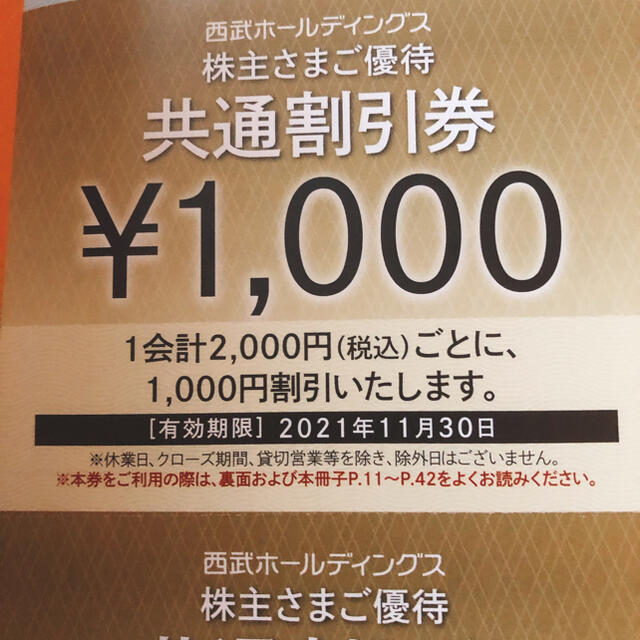 30枚　西武ホールディングス　株主優待　共通割引券　30枚