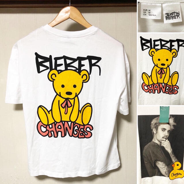 H&M(エイチアンドエム)の完売品❗️Justin Bieber changes プリント Tシャツ メンズのトップス(Tシャツ/カットソー(半袖/袖なし))の商品写真