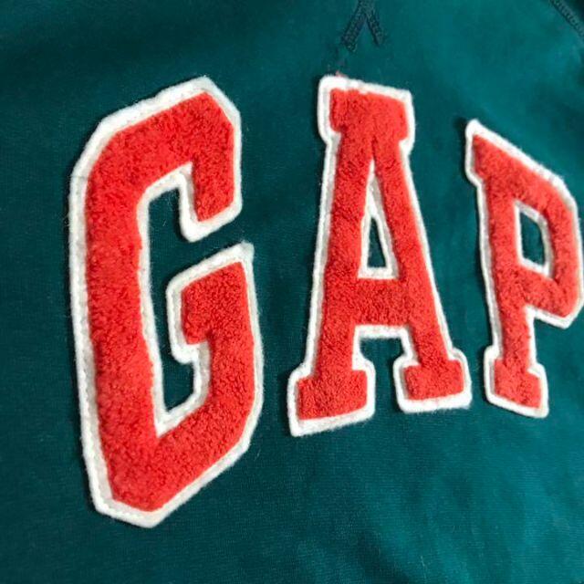 GAP フードパーカー デカロゴ 刺繍ロゴ ワッペン グリーン アースカラー 6