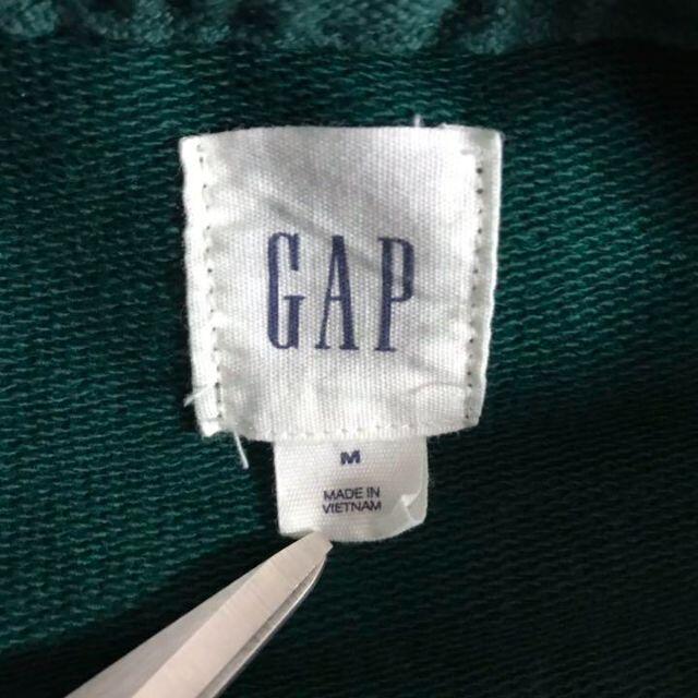 GAP フードパーカー デカロゴ 刺繍ロゴ ワッペン グリーン アースカラー 8