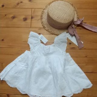 プティマイン(petit main)の新品 petit mainラフィアハット&babygapトップス(帽子)