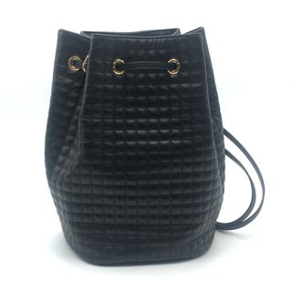 セリーヌ(celine)のセリーヌ CELINE 188373BFI スモール Cチャーム  カバン 巾着  リュックサック レザー ブラック ブラック×ゴールド金具 未使用(リュック/バックパック)