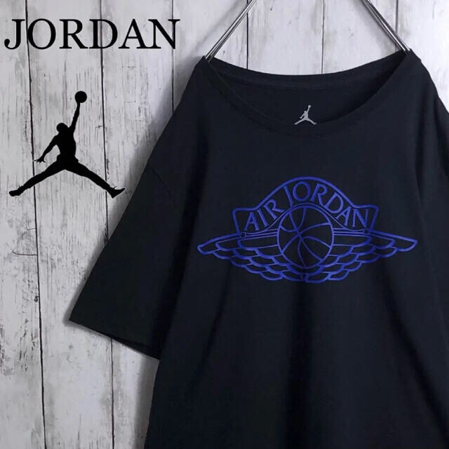 メンズ【美品】ジョーダン JORDAN ウイングロゴ Tシャツ M 黒 青