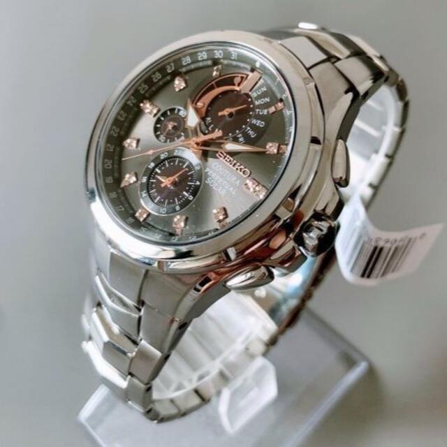 SEIKO(セイコー)の【新品】ダイヤ付！海外セイコーSEIKO上級コーチュラ ソーラー メンズ腕時計 メンズの時計(腕時計(アナログ))の商品写真