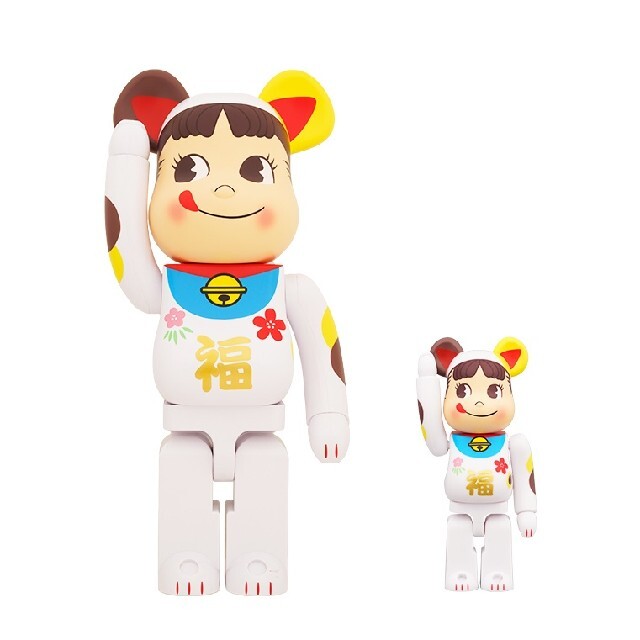 BE@RBRICK 招き猫 ペコちゃん 福 金メッキ 100％ \u0026 400％ - その他