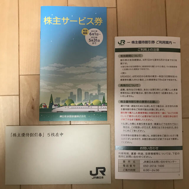 JR東日本　株主優待割引券　5枚セット