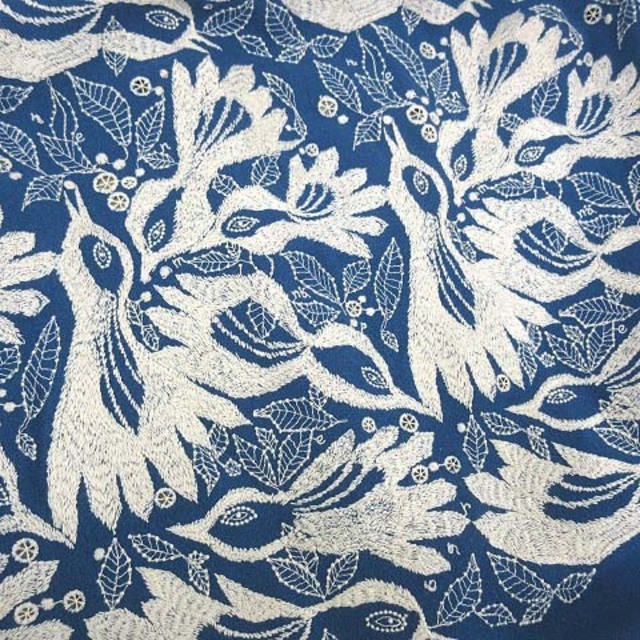 ミナペルホネン スカート ミディ丈 カーニバル 刺繍 F ブルー 2