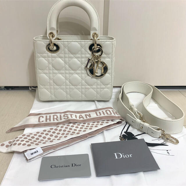 LADY DIOR レディディオール バッグ ホワイト - ハンドバッグ LADY DIOR レディディオール バッグ ホワイト - ハンドバッグ
