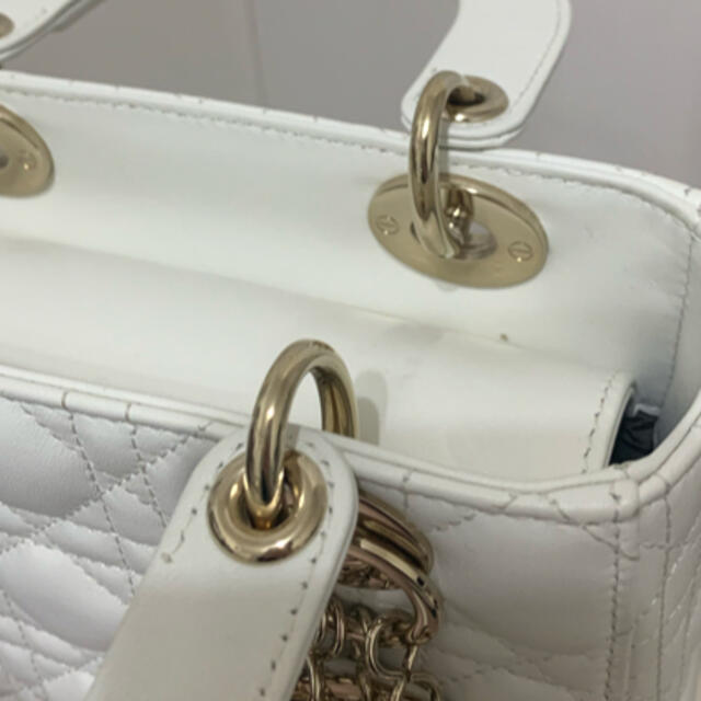 Christian Dior - LADY DIOR レディディオール バッグ ホワイト Christian Dior - LADY DIOR レディディオール バッグ ホワイト