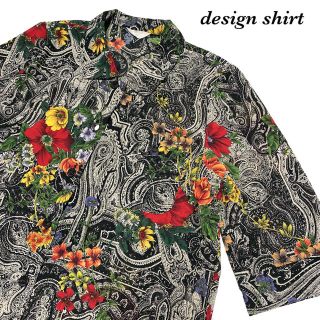 メンズ　レディース　柄シャツ　総柄　花柄　薔薇　モード　vintage 希少(シャツ)