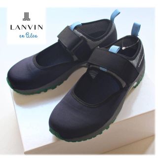 ランバンオンブルー(LANVIN en Bleu)の 《ランバン》新品 ストラップスニーカー ビブラムソール 紺 M(26cm)(スニーカー)