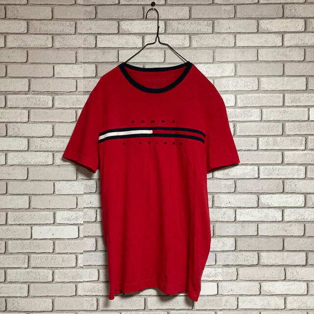 TOMMY HILFIGER(トミーヒルフィガー)の90s 古着 トミーヒルフィガー フラッグロゴ Tシャツ 赤 メンズのトップス(Tシャツ/カットソー(半袖/袖なし))の商品写真