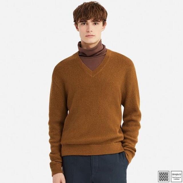 UNIQLO UNIQLO Uユニクロユー ウールVネックセーター ブラウンの通販 by str_str_05's shop｜ユニクロならラクマ