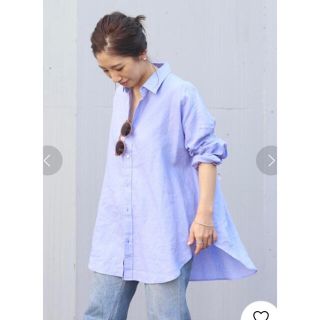 プラージュ(Plage)の美品 Plage 20SS Linen Big シャツ サックスブルー(シャツ/ブラウス(長袖/七分))