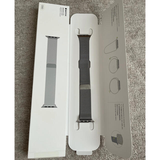 Apple Watch(アップルウォッチ)のミラネーゼループ シルバー 42mm 44mm 用 純正品 メンズの時計(金属ベルト)の商品写真
