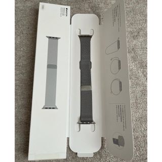 アップルウォッチ(Apple Watch)のミラネーゼループ シルバー 42mm 44mm 用 純正品(金属ベルト)