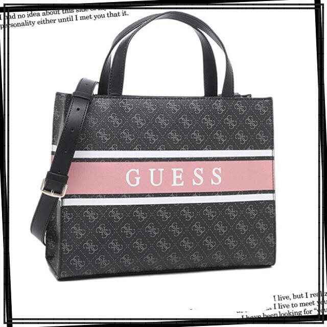 バッグGUESS ゲス トートバッグ モニーク グレー ピンク