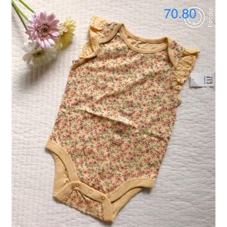 ベビーギャップ(babyGAP)の新品♡baby gap 花柄ロンパース イエロー(ロンパース)