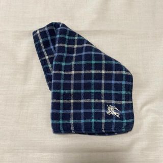 バーバリー(BURBERRY)のバーバリー　タオルハンカチ　中古品　ネイビーチェック　#837(ハンカチ)