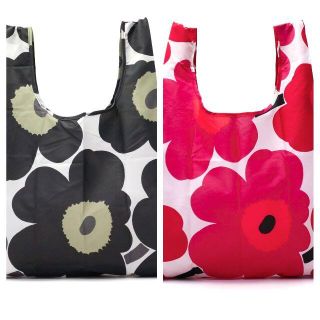 マリメッコ(marimekko)のマリメッコ　エコバッグ　赤黒　２点セット(エコバッグ)