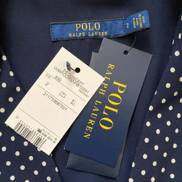 POLO RALPH LAUREN(ポロラルフローレン)の新品タグ付き☆ポロラルフローレン　ポルカドットクレープドレス レディースのワンピース(ロングワンピース/マキシワンピース)の商品写真