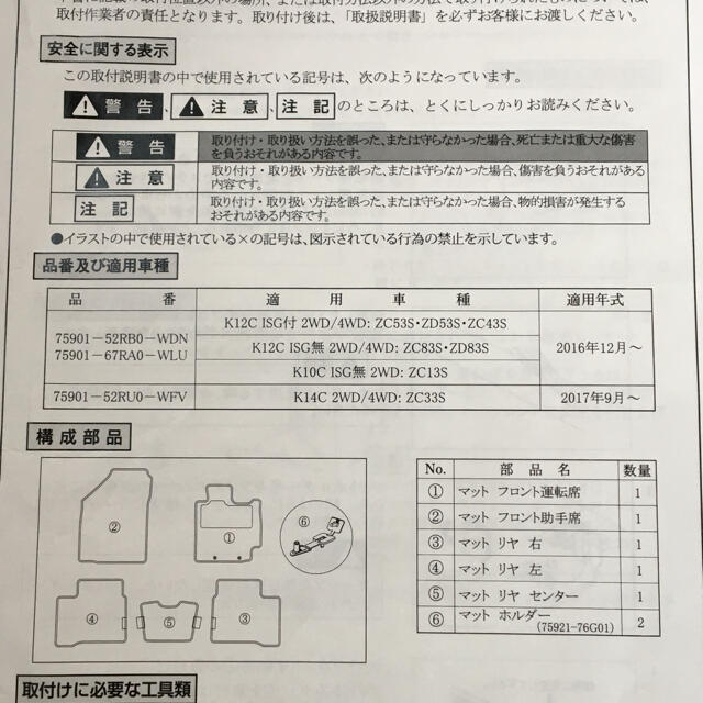 スズキ(スズキ)のスズキ スイフトスポーツ ZC33S 純正フロアマット 新品 自動車/バイクの自動車(車種別パーツ)の商品写真