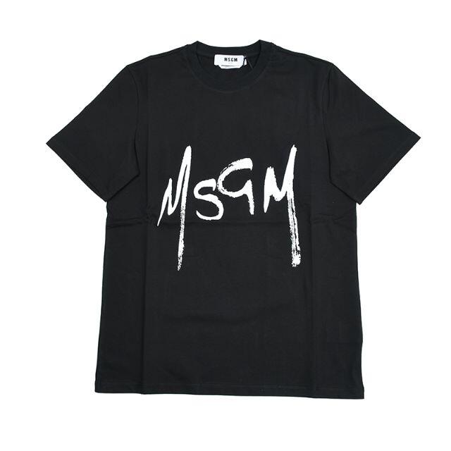 トップスMSGM エムエスジーエム スプレーロゴブラック半袖TシャツS