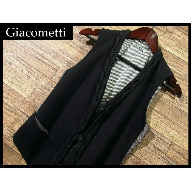 Giacometti(ジャコメッティ)のジャコメッティ 編み込み 装飾 3B ジレ ベスト S 黒 ブラック 日本製 メンズのトップス(ベスト)の商品写真