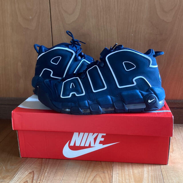 (モアテン)NIKE Air More Uptempo 紺白　27.5cm