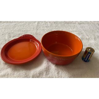 ルクルーゼ(LE CREUSET)のおわん＆お皿　オレンジ　セット　未使用(食器)