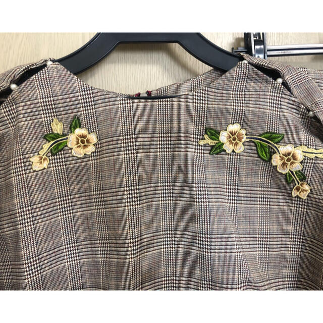 ZARA(ザラ)の刺繍チェックセットアップ レディースのレディース その他(セット/コーデ)の商品写真