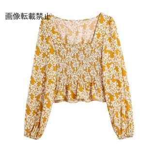 ザラ(ZARA)の🍀5月新作🎏4347◆yellow イエロー レトロ 花柄 ブラウス(シャツ/ブラウス(長袖/七分))