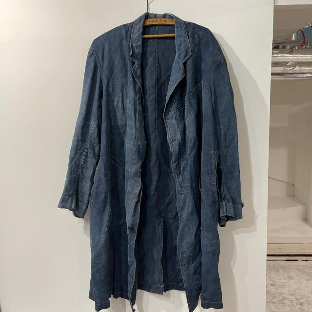 COMOLI(コモリ)のサマーセール　30s40s フレンチ　インディゴリネン　ショップコート メンズのジャケット/アウター(ステンカラーコート)の商品写真
