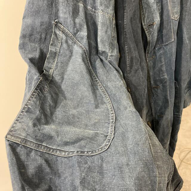 COMOLI(コモリ)のサマーセール　30s40s フレンチ　インディゴリネン　ショップコート メンズのジャケット/アウター(ステンカラーコート)の商品写真