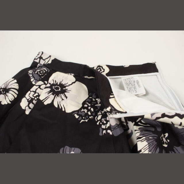 エムエスジーエム MSGM スカート ミニ フレア タック 花柄 40 黒 ブラ