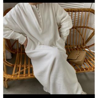 トゥデイフル(TODAYFUL)のwillfully★henley neck thermal OP★White(ロングワンピース/マキシワンピース)