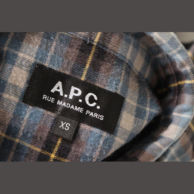A.P.C(アーペーセー)のアーペーセー A.P.C. シャツ チェック 長袖 コットン XS ブルー グレ レディースのトップス(シャツ/ブラウス(長袖/七分))の商品写真