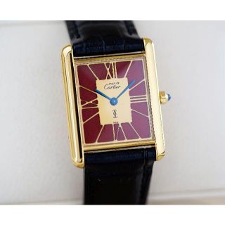 カルティエ(Cartier)の美品 カルティエ マスト タンク ゴールド ローマン レッド LM (腕時計(アナログ))