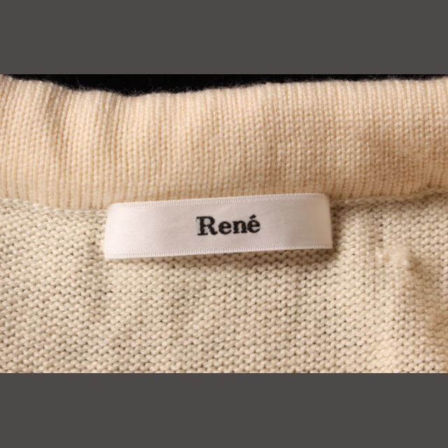 René(ルネ)のルネ Rene ワンピース ニット 長袖 ひざ丈 ブローチ付き ウール 34 白 レディースのワンピース(ひざ丈ワンピース)の商品写真